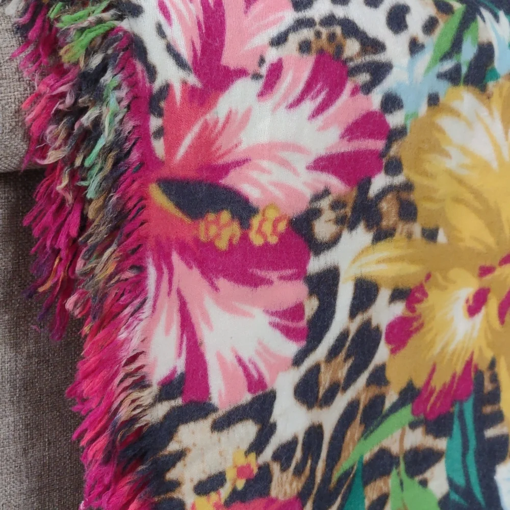Zara Wool blanket throw Floral Leopard